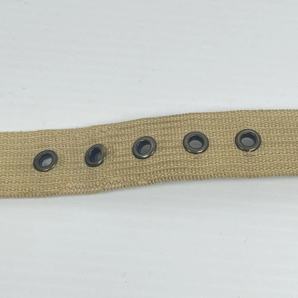 Fossil Utility Woven Cloth Belt‎ Size 40 Men's Beige Tan Brown Leather Accent